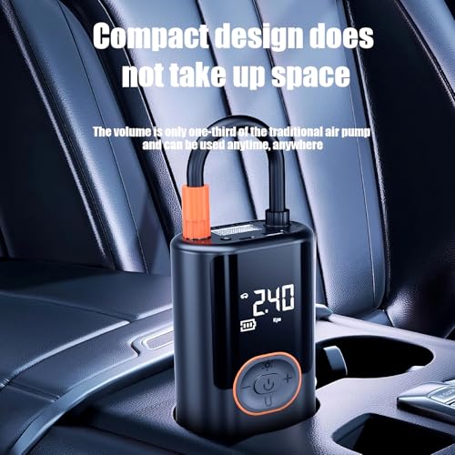 Image of Tire Inflator Portable Air Compressor, 160 PSI Electric Air Pump with Digital Display, LED Lights and 4000mAh Rechargeable Battery for Cars, Bikes, Motorcycles, Balls, Ideal for Men Husband & Fathers