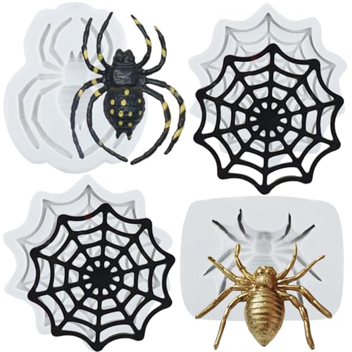 Lingzhi Moldes de silicona para fondant, diseño de telaraña, para decoración de pasteles, cupcakes, chocolate, caramelo, azúcar, manualidades, pasta de goma, arcilla polimérica, juego de 4