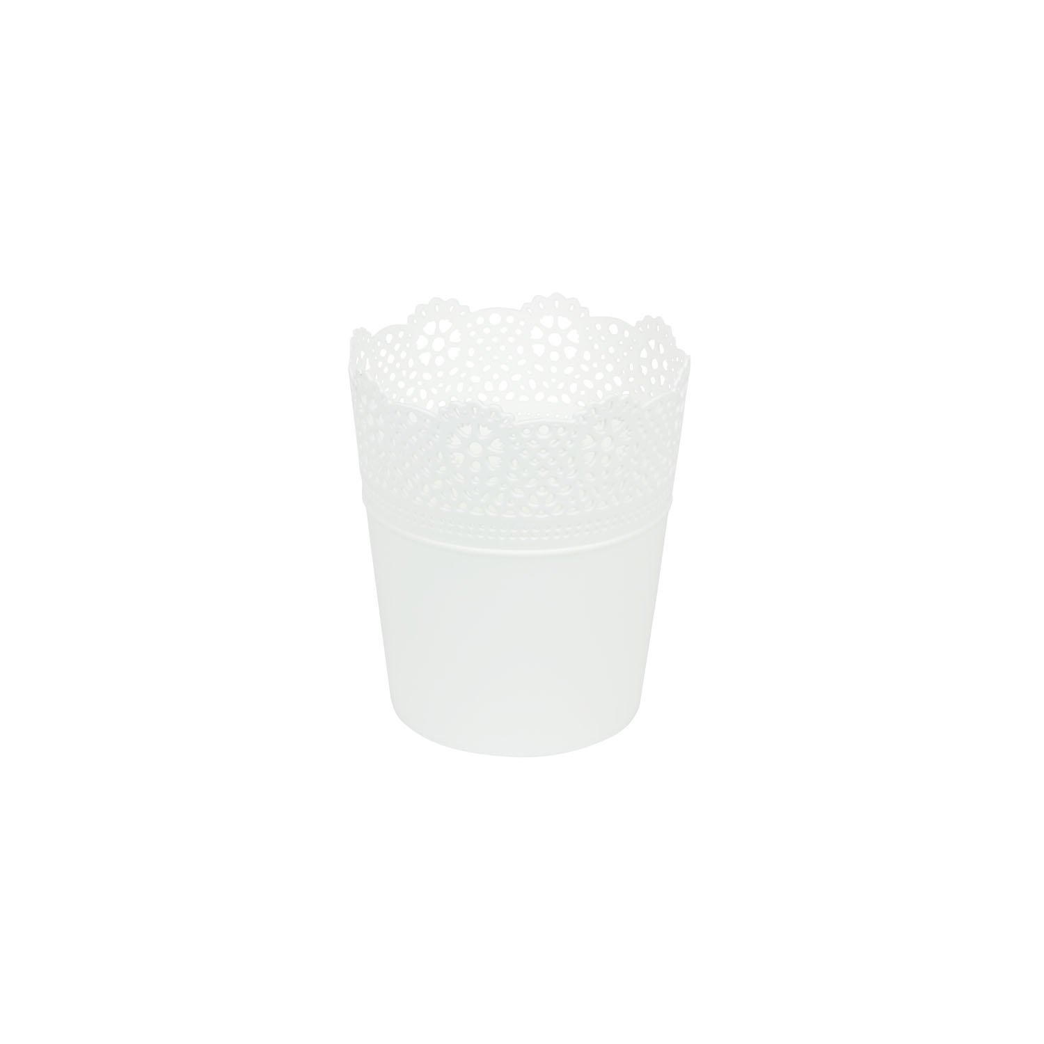 Prosper Plast DLAC115-S449 11.2 x 13 cm "Lace" Flowerpot - White
