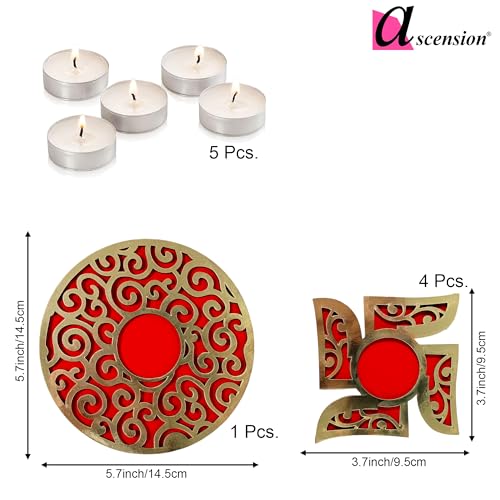 Image of Ascension Swastik MDF Rangoli Set with Tealights Candels Reusable Rangoli Stencil Diwali Decoration Items for Home Decor Navratri Pongal Pooja Mandir Diwali Decor (Swastik Tealight Candle Holder)