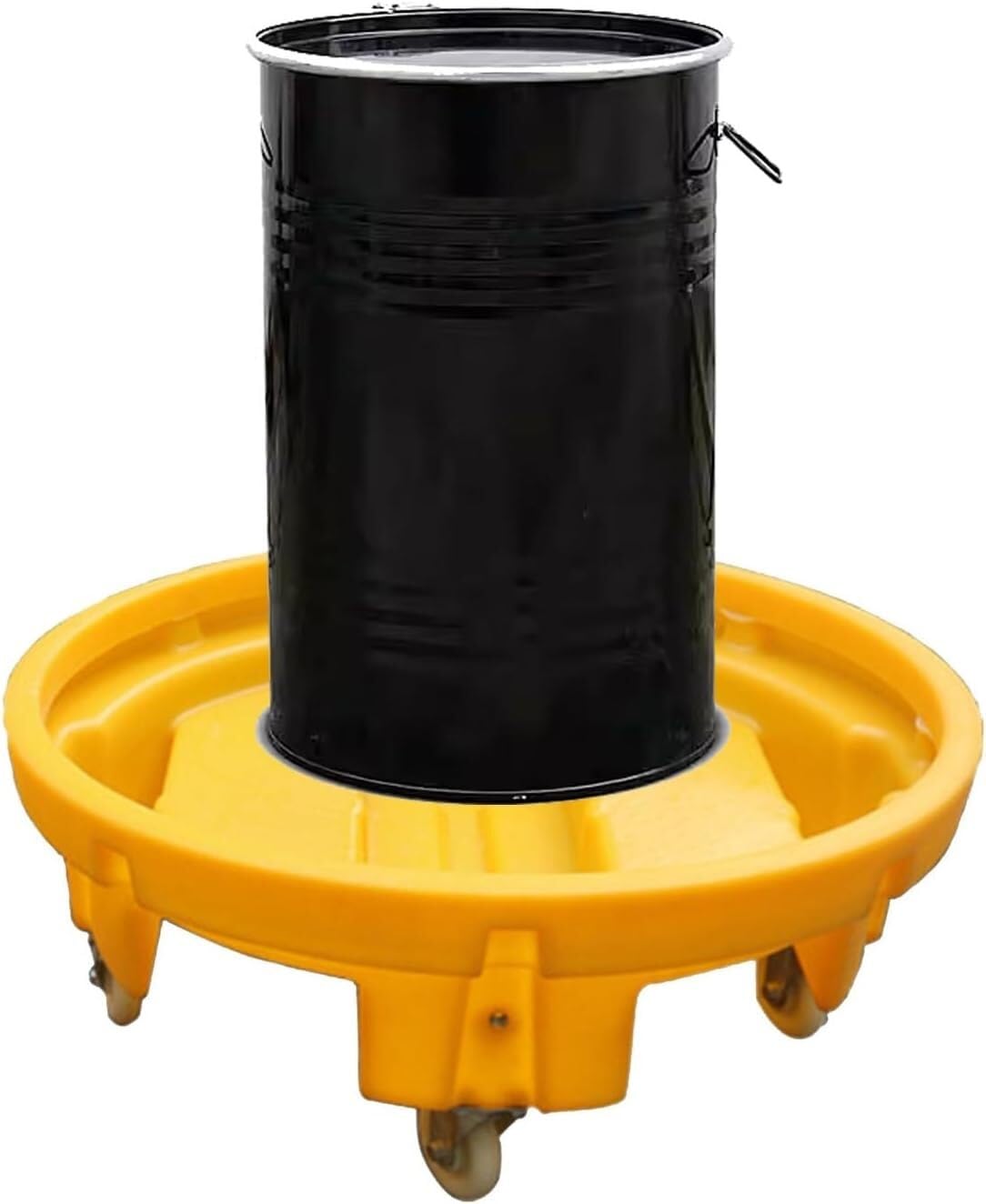 GYEQXKT Oil Spill Platform With Drain Round Pallet Wheels Portable Industrial Oil Drum Storage Pallets Suitable For Warehouses, Factories And Construction Sites(82.6x35cm)