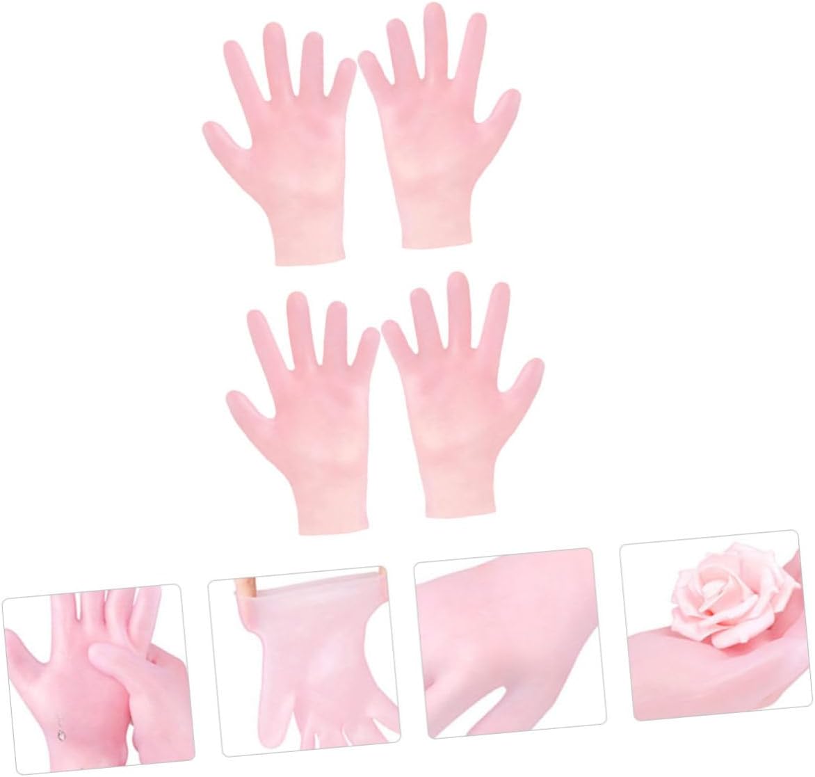 2Pairs Moisturizing Gloves for Hands Care Gloves Pink Softens Rough Skin Removes Dead Skin for Smooth Tender Hands