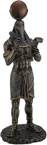 Estatuas de resina Thoth Egipcio Dios de escritura y sabiduría con estatua de papiro 375 x 11 x 3 pulgadas de bronce