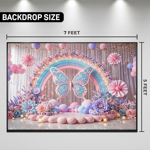Image of Happy Birthday Theme Backdrop Banner 5x7 ft - Digital Print Cloth Background, Reusable Birthday Party Wall Decoration for Girls, Photo Booth & Stage Decor (BD 23)