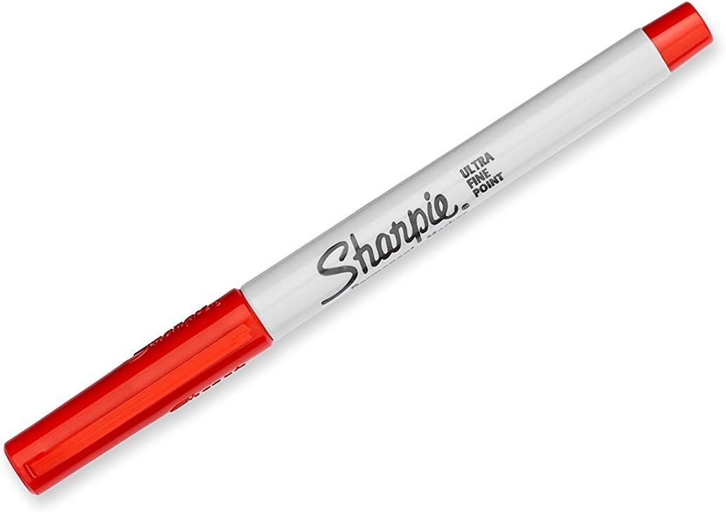 Sharpie Permanent Marker, Ultra Fine Point, Red Ink, 36-Count