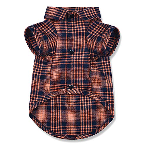 CtilFelix Dog Shirt Plaid for Small Dogs Cats Puppy Boy Girl Dog Clothes Soft Pet Polo T-Shirt Breathable Cat Shirt Clothes Tee Adorable Halloween Thanksgiving [Orange#2; Small]