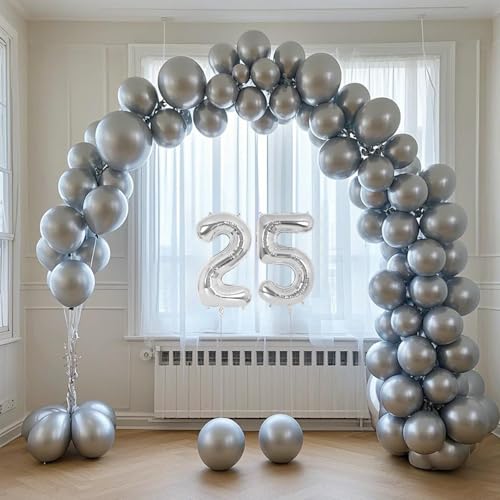 Image of 20 Pcs 16 Inch Silver Number 0-9 balloons, Number Foil Balloons, Small Mylar Numbers Balloon Custom Digital Balloons for Birthday Aniversary Baby Shower Party Decorations Supplies (Silver 2 Set)