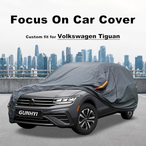 Image of GUNHYI Premium Car Cover Custom Fit VW Tiguan (2016-2026), 16 Layers Heavy Duty Car Cover Waterproof All Weather with Zipper Door for Sun Rain Snow Dust Uv Protection