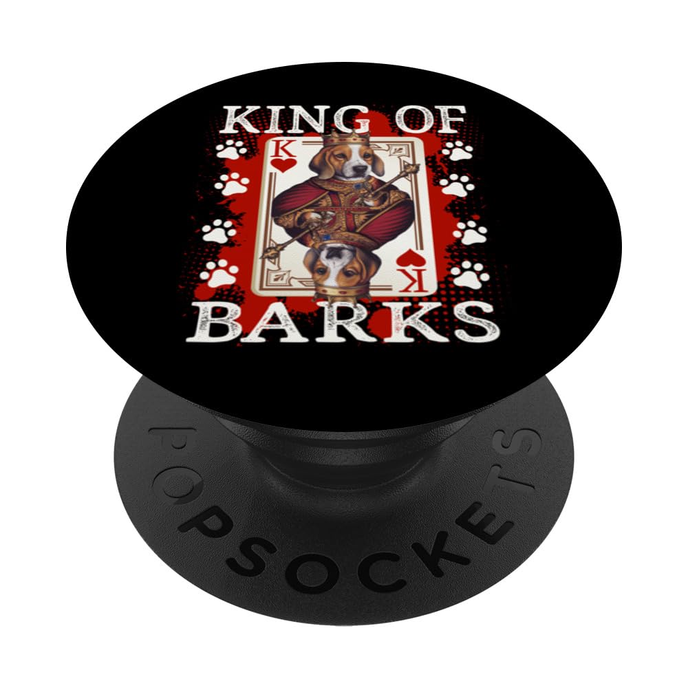 Beagle King of Barks & King of hearts Poker Card Beagle Dog PopSockets Swappable PopGrip, Black