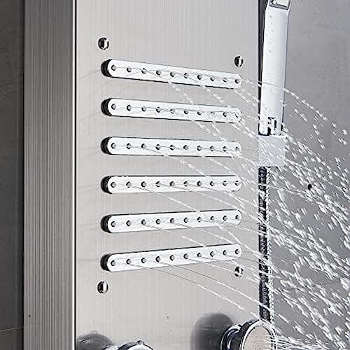 Sistema de ducha, panel de ducha LED de acero inoxidable, torre de lluvia, sistema de boquillas de masaje de cascada, columna de ducha mezcladora - Negro 9001, Níquel cepillado 8013 (Negro 8011) (Níquel cepillado 8004) miniatura 7