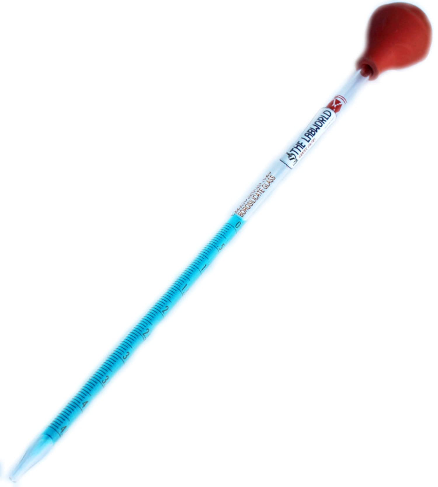 Labworld Glass Graduated pipette dropper 5ml for laboratory or general use large with powerful rubber sucker,size 38 inches long tube