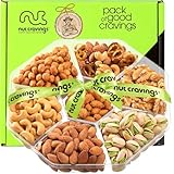 NUT CRAVINGS - Halloween Treats For Adults Mixed Nuts Gift Basket + Green Ribbon (7 Assortments, 1 LB) Holiday Xmas Christmas Food Arrangement, Healthy Snack Care Package, Food Assortments