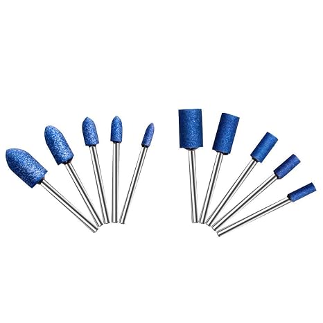 10PCS Rotary Tool Sanding Bits, 1/8 Shank Grinding Stones | Abrasive Mounted Stone Grinding Bits for Grinding Polishing Deburring Metal, Zirconia-corundum Sanding Drill Bit Set Durable