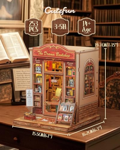 Kit de construction miniature pour adulte et insert de bibliothèque LED