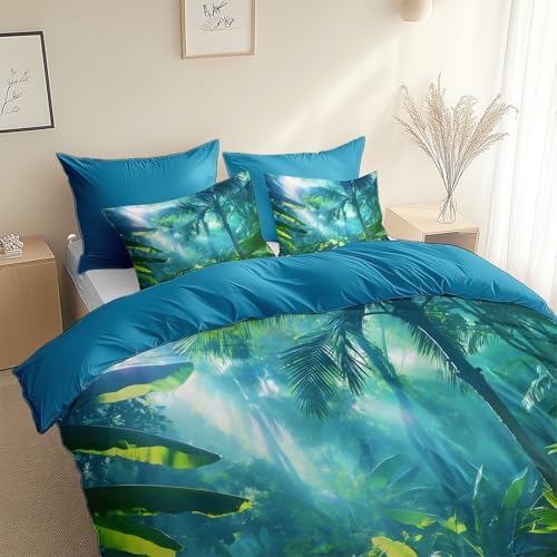 Housse de couette enfant 160x200 anti-plis et résistante sur le thème forêt