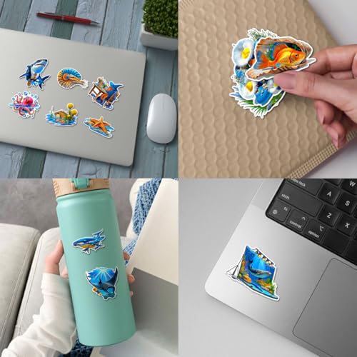 16 pegatinas de la vida marina impermeables para personalizar botellas y portátiles 7