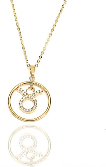 Zodiac Constellation Horoscope Pendant Necklaces Gold Plated Astrology Necklaces for Women Best Gift for birthday Jewelry New Year Mother’s day Christmas wedding
