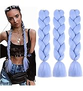 Jumbo Braiding Hair 3pcs Light Blue Synthetic Ombre braiding Hair Kanekalon Braiding High Tempera...