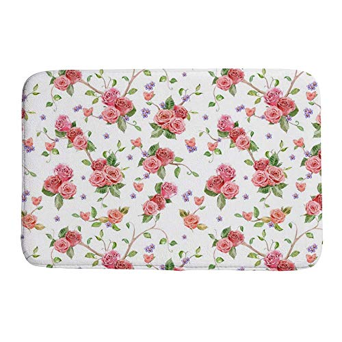 Tapis de bain lavable en machine velours corail absorbant rose