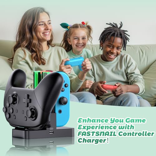 FastSnail Controller Charger for Nintendo Switch & OLED Model for Joycon, Charging Dock Station for Joy con and Pro Controller with Charger Indicator & Type C Cable for Joycon 1 Controller Black by FASTSNAIL - Image 8
