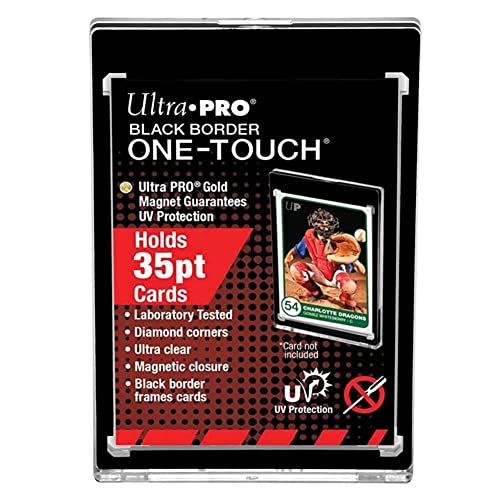 Ultra Pro Black Border UV One-Touch 35PT Magnetic Card Holder Thick Card Holder with UV Blocking Ultra-Clear Display for Standard Size 2.5 x 3.5 Diamond Corners & Magnetic Closure 5 Pack