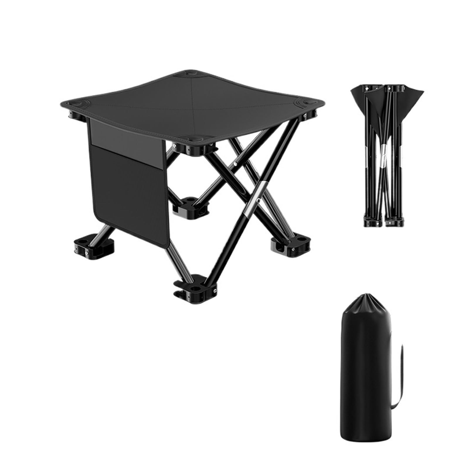 stołek kempingowy, Przenośny składany taboret na wędkarstwo, wędrówki, plażę(With Side Pocket01)