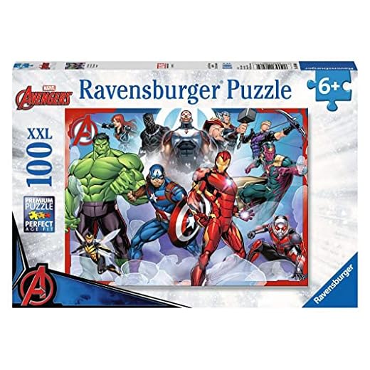 Ravensburger 10808-100 bitar XXL Barnpussel från 6 år - Marvel - The Avengers - en rolig aktivitet för familjen och barnen