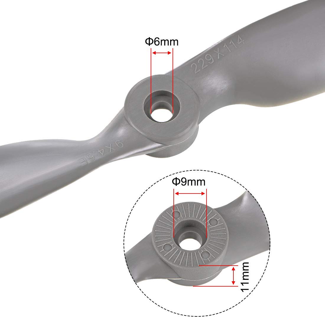 QUARKZMAN 8x4 5x5 Hélice de Avión RC 2 Aspas con Anillos Adaptadores Hojas de Hélice RC para Aviones Eléctricos, 4 Pcs, Gris