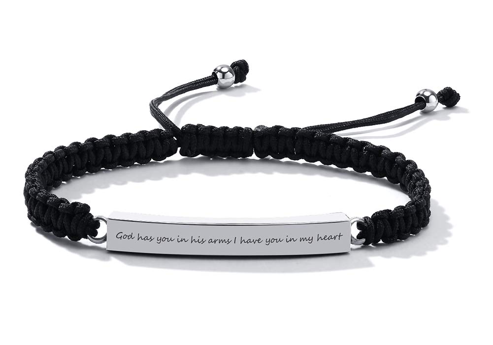 Hisatan Personalized Customized Woven Cord Cremation Cube Urn Adjustable Bracelet Memorial Ashes Holder Keepsake