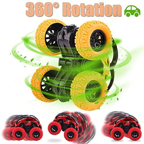 Toys Cars for 2+ Year Old Boys, 2 Pack Pull Back Cars Monster Trucks, 360 Degree Rotation Push and Go Vehicle - Image 2