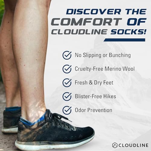 Image of CloudLine Ultralight Merino Wool Running Socks for Men and Women - Thin, Anti-Blister, Moisture Wicking, Made in USA - 3 Pair