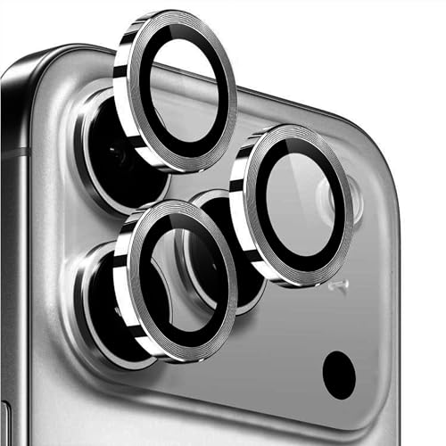 Image of amazon basics Camera Glass Lens Protector Ring for iPhone 17 Pro Case Friendly with Edge to Edge Coverage and Easy Installation (Gray)