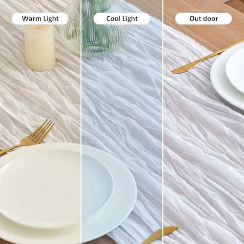 Asee'm 6pcs Cheesecloth Table Runner 120 Inches Long Ivory Boho Gauze Cheese Cloth Runner 10FT Rustic Sheer Table Runners for Christmas Wedding Party Baby Shower Spring Easter Decoration by Asee'm - Image 8