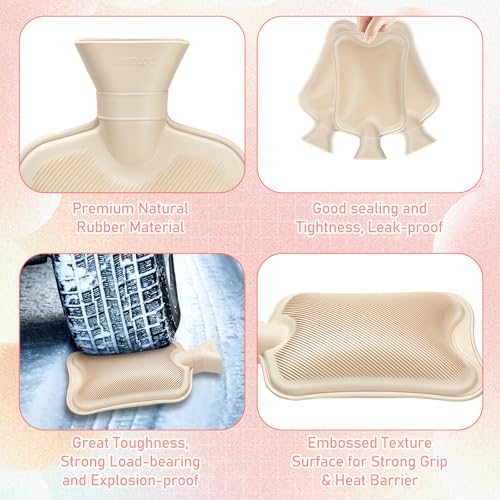 URBZUE Hot Water Bottle, Hot Water Bottles with Fluffy Cover UK, 2L Leakproof Large Hot Water Bag for Cold & Hot Compress - Image 3