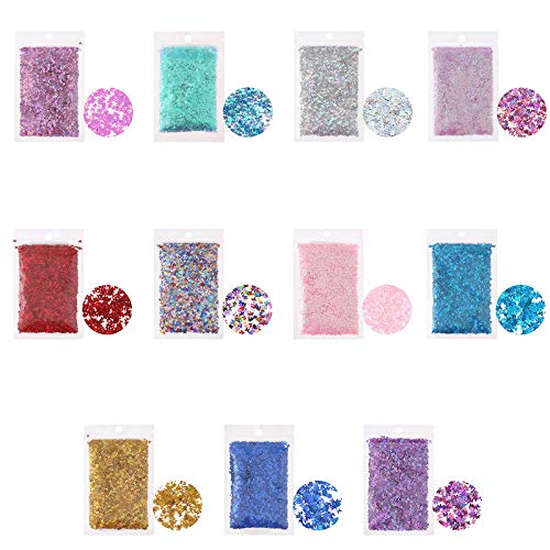 Butterfly Nail Art Sequins Glitter Kit, 100 Grams Holographic Iridescent Mermaid Nail Supplies | Sparkle Nail Glitter Flakes Confetti for Acrylic Nail Art, Eye Makeup, DIY Decoration