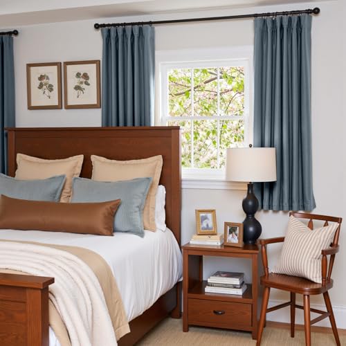 Image of Blackout Dark Slate Velvet Curtains Rod Pocket 52x63 Inch 2 Panels | Soft Velvet, For Small Windows, Kitchens & Bathrooms, Light Shifting Texture, Elegant Drape, Serene, Fresh