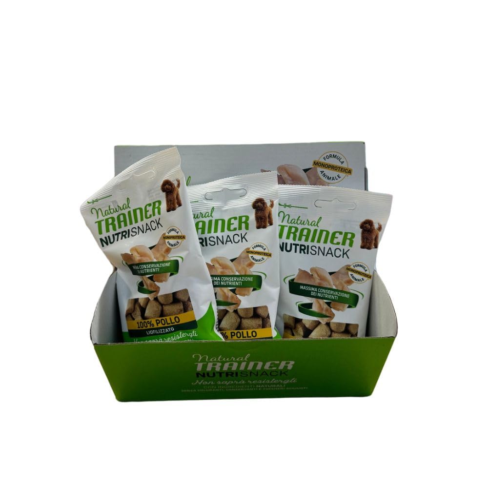 Natural Trainer Dog Snack – Bocconcini Di Pollo Liofilizzato 100% Monoproteici, 6 Bustine Da 20 G Per Addestramento