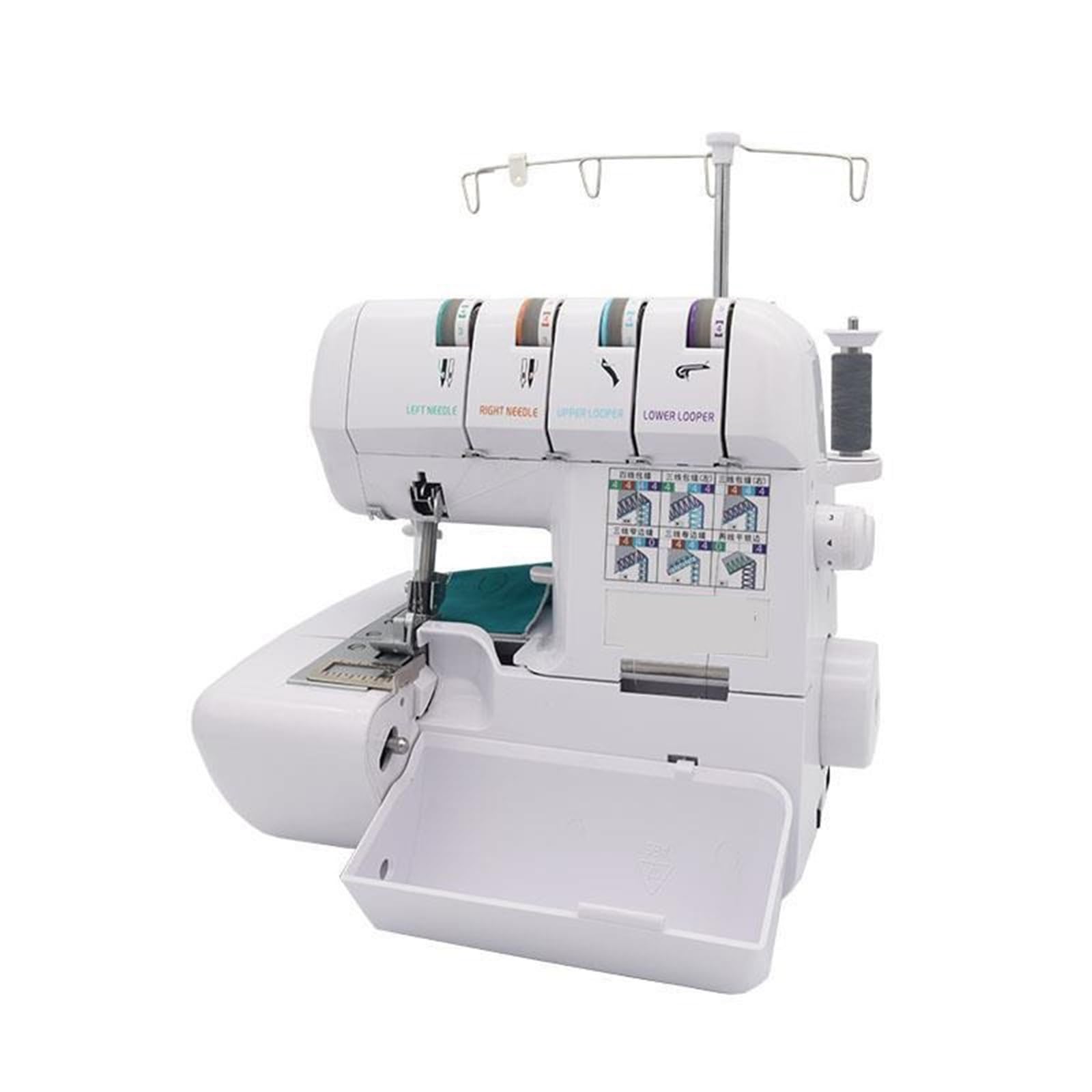 Edede One Color Sewing Machine, Multi-Functional Household Four-Thread Over Lock Sewing Machine Code Edge Tape Lace Electric Desktop Overlock Sewing Machine