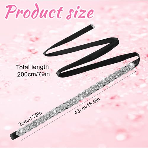 Bridal Rhinestone Wedding Waist Belt, Handcrafted Bling Crystal Belts Adjustable Ribbon Belt for Women Jeans Dress4