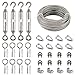 Drahtseil Edelstahl Set, 20M Kletterhilfe Stahlseil mit Spannschlöss Seilspanner M5 Haken+Öse, Ösenschraube, Drahtseilklemmen,Seilkauschen,Alu Seilklemmen,Rankhilfe aus Edelstahl für Kletterpflanzen