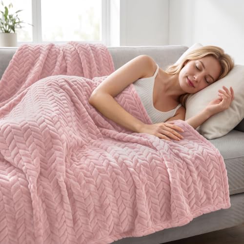 Image of Exclusivo Mezcla Soft Fleece Bed Blanket King Size, 90 inchx104 inch, Pink