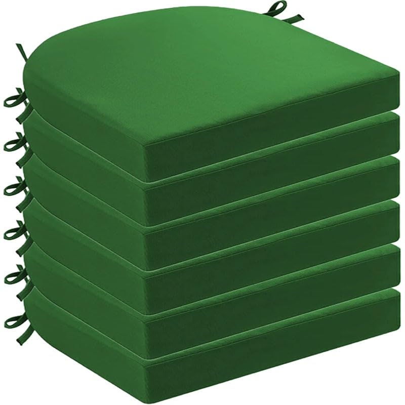 DOGACA Outdoor Chair Cushions Set of 2 4 6, Waterproof U-Shaped Seat Cushion with Ties & Zipper, Removable Washable Patio Chair Pads for Garden, Patio, Camp(16,6pcs: 43 * 40 * 8cm)