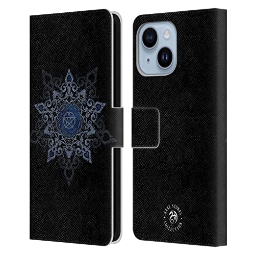 Étui portefeuille cuir iPhone 14 Plus Anne Stokes Étoile Corbeau protection
