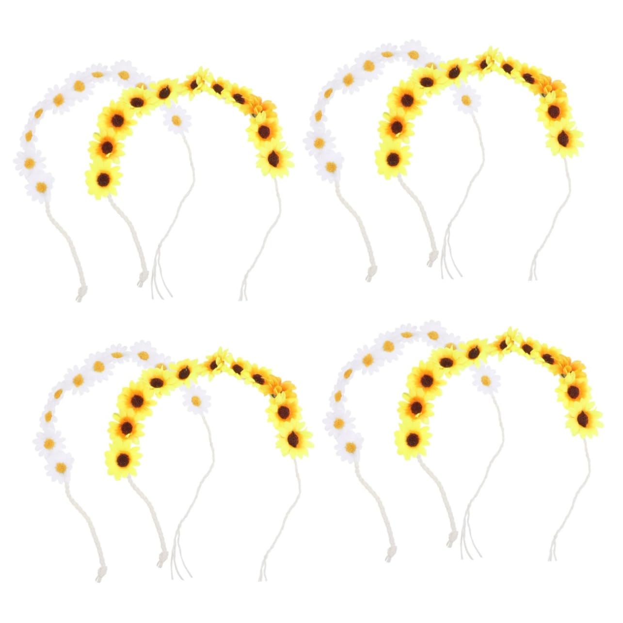Healeved 8piezas Diadema De Girasol Artificial Accesorio Floral Para Bodas y Fiestas Cabeza Decorativa Para Mujeres y Niñas