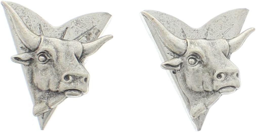 BullHead Collar Tips - Dress Shirt Collar Stays - Antique Silver Finish Collar Stays for Men & Women - Gift for Loved Ones
