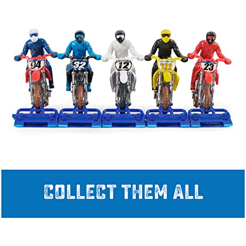 Image of Supercross, Authentic 5-Pack of 1:24 Scale Die-Cast Motorcycles with Rider Figure, Toy Moto Bike for Kids and Collectors Ages 3 and up