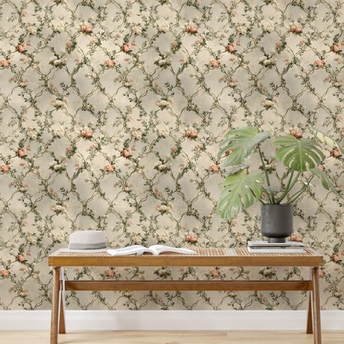 Image of PAPER PLANE DESIGN Vintage Floral Self Adhesive Wallpaper Peel & Stick, Waterproof, Stain-Proof & Self Adhesive Vinyl | Easy to Clean | 16 in X 90 in, Decor for Bedroom, Hallway, Living Room (C)