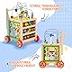 Fdlscpem Lauflernwagen aus Holz - Höhenverstellbare Lauflernhilfe mit Puzzle, und Zahlen - Pädagogisches Babyspielzeug, Premium Qualität Laufwagen für Kleinkind, Holzspielzeug für Kinder ab 1 Jahr