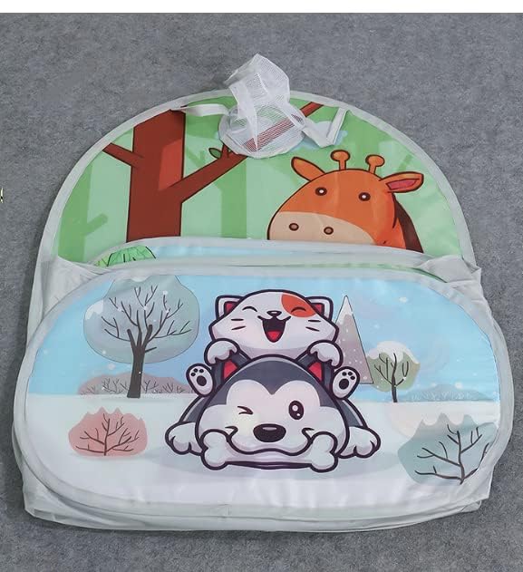 Image of BabyGo Kids Jungle Basketball Ball Pool for Kids, Play Tent House for 2+ Year Old Girls and Boys, Ball Pit for Kid, Spacious, Lightweight, Portable & Easy to Set Up, (Green) (with 30 Balls)