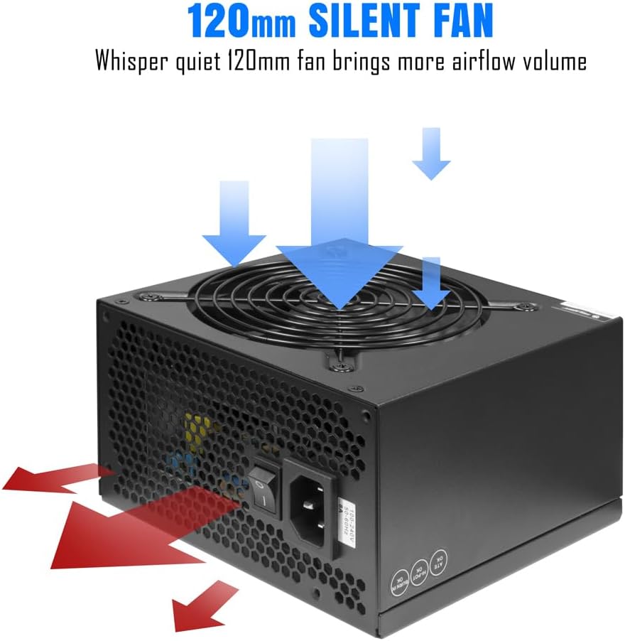 Power Supply with 120mm Silent Fan Airflow Diagram